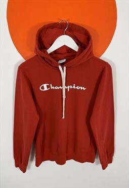 Champion Spell Out Hoodie Orange Size 12