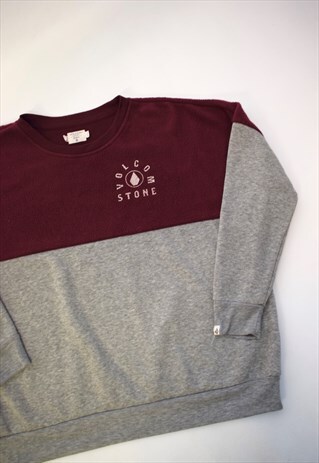VINTAGE 90S VOLCOM MAROON GREY SWEATSHIRT