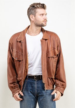 Vintage 90's Leather Jacket in Brown 