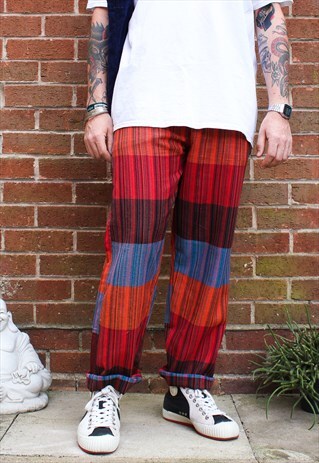 FAIRTRADE ORANGE STRIPED COTTON FESTIVAL TROUSERS