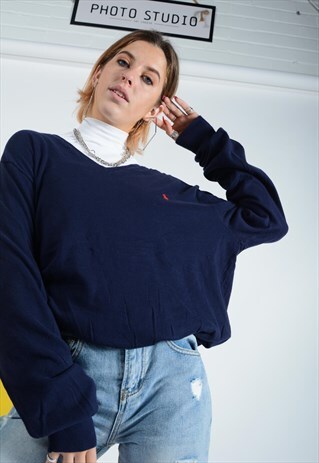 VINTAGE RALPH LAUREN JUMPER NAVY WITH LOGO