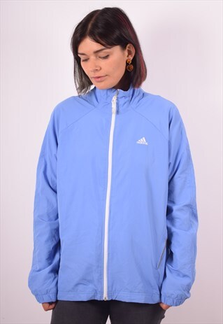ADIDAS WOMENS VINTAGE TRACKSUIT TOP JACKET XL BLUE 90S