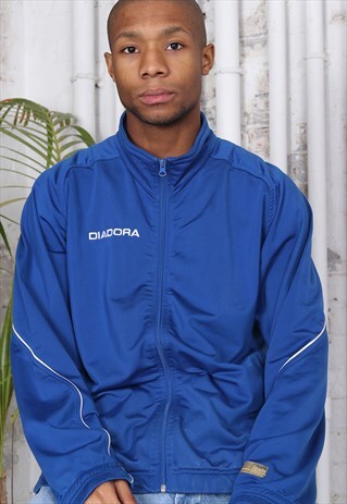 VINTAGE DIADORA LOGO TRACK JACKET BLUE