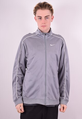 NIKE MENS VINTAGE TRACKSUIT TOP JACKET MEDIUM GREY 90'S