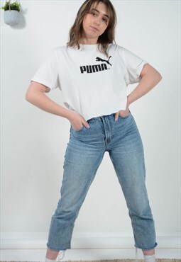 Vintage 90s Puma Graphic Cropped T-Shirt White Size M