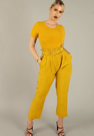 YELLOW MUSTARD BELTED TROUSERS