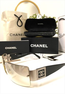 Chanel Y2K 4095-B Diamante semi Rimless Mirrored Sunglasses.