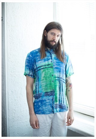 VINTAGE 80'S ABSTRACT PRINT VISCOSE SHIRT