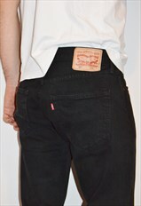 Vintage 90s LEVIS 501 Frayed Hem Black Jeans