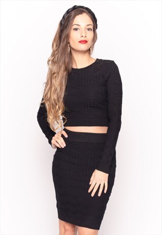 CLASSIC SQUARE CHECK PRINT CROP TOP AND MINI SHIRT CO-ORDS