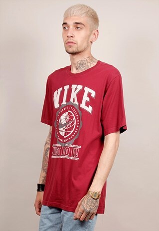VINTAGE 90'S NIKE BURGUNDY T-SHIRT