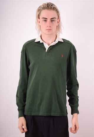 POLO RALPH LAUREN MENS VINTAGE RUGBY POLO SHIRT SMALL 90S