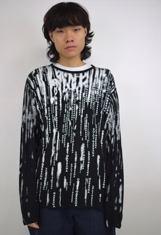 VINTAGE 90S DOLCE & GABBANA BLACK PRINTED LONG SLEEVE SHIRT