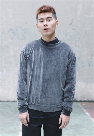 VELVET SWEATSHIRT - GREY