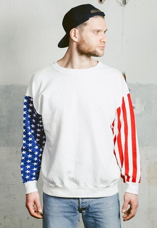 VINTAGE 80S USA FLAG SWEATSHIRT