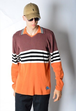 VINTAGE STRIPED COLOUR BLOCK WOOL BLEND LIGHTWEIGHT JUMPER