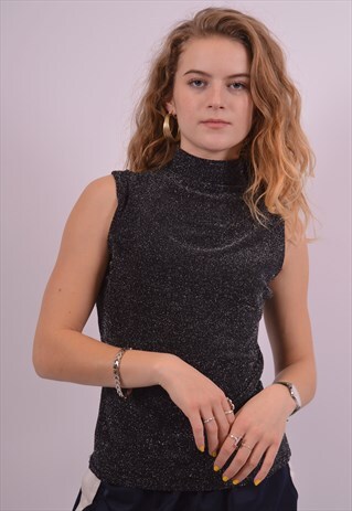 WOMENS VINTAGE TOP MEDIUM BLACK 90S