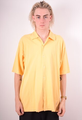 ASICS MENS VINTAGE SHIRT XL YELLOW 90S