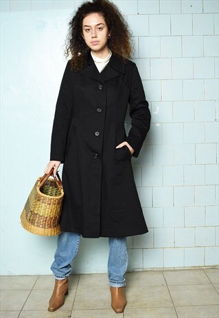 RARE VINTAGE 60S MADE IN DENMARK CLASSY COAT MAC BLACK