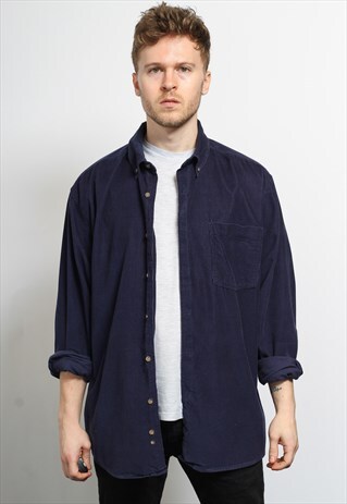 VINTAGE CORDUROY CORD SHIRT BLUE