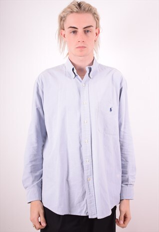 RALPH LAUREN MENS VINTAGE SHIRT LARGE BLUE 90S