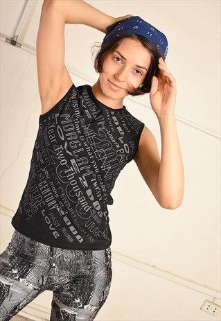 VINTAGE Y2K RETRO FESTIVAL MONOGRAM PRINT TANK TOP