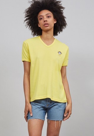 VINTAGE 90'S YELLOW RIBBED VERSACE T-SHIRT