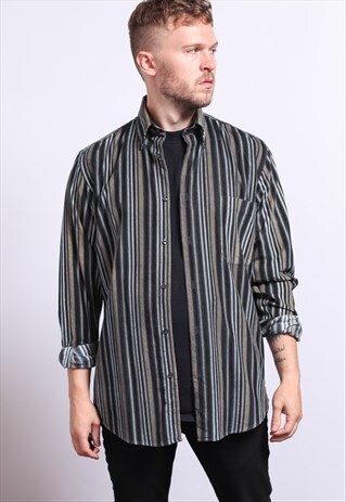 VINTAGE CORDUROY CORD STRIPED SHIRT
