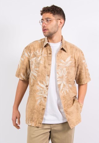 90S BEIGE HAWAIIAN SHIRT LINEN