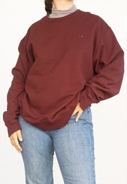 Vintage Champion Sweatshirt Y2K in Burgundy XL