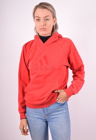 ADIDAS WOMENS VINTAGE HOODIE JUMPER MEDIUM RED 90'S