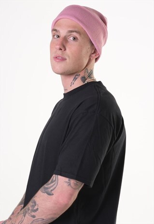 ESSENTIAL CUFFED BEANIE HAT - DUSTY PINK