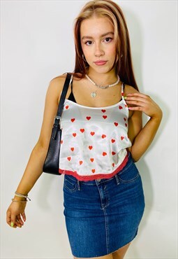 Vintage Y2K 00s Love Heart Gorgeous Summer Cami Top