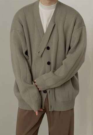 Men's Thickened v-neck cardigan sweater AW VOL.3