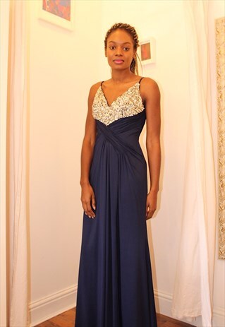 90S EVENING DRESS WITH CRISTALS AND SEQUINS DETAILS