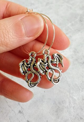 WINGED DRAGON HOOP EARRINGS