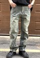 BLUE WASHED  ZIP DETAILS CARGO DENIM JEANS PANTS TROUSERS 