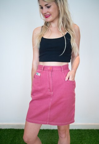 90'S PINK DENIM SKIRT