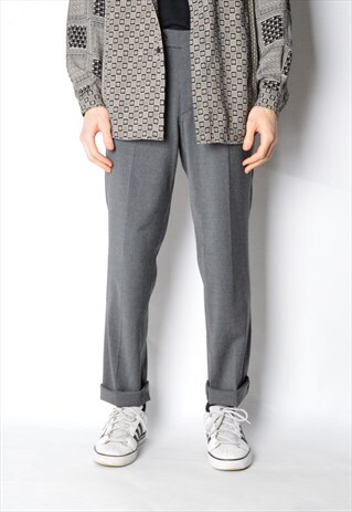 VINTAGE 90S DARK GREY WOOL BLEND PANTS