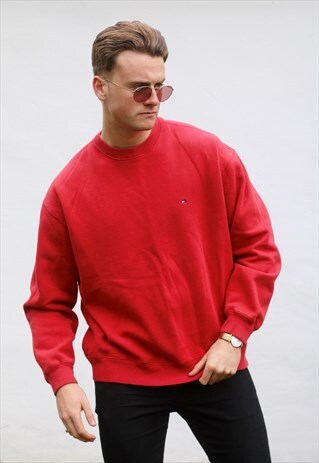 TOMMY HILFIGER USA MINIMALIST LUST RED SWEATSHIRT