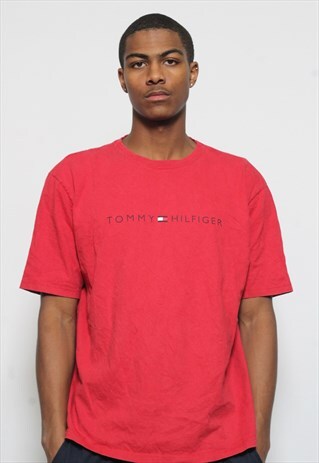 VINTAGE TOMMY HILFIGER LOGO T-SHIRT RED