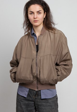 VINTAGE BROWN MARTINELLI BOMBER SILK JACKET