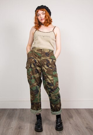 VTG 90'S ARMY CAMO PATTERN CARGO PANTS GRUNGE TROUSERS