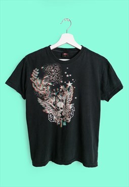 Vintage 90's Y2K Quiksilver Psychedelic Print T-shirt Black