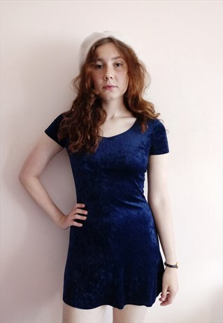'ROXY' 90S VINTAGE VELVET INDIGO SUMMER PARTY DRESS
