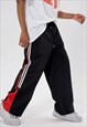 BLACK SPORTY RELAXED FIT PANTS TROUSERS
