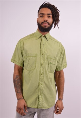 WRANGLER MENS VINTAGE SHIRT SMALL GREEN 90S