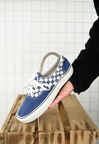 VINTAGE CHECKERED BLUE/WHITE VANS ERA