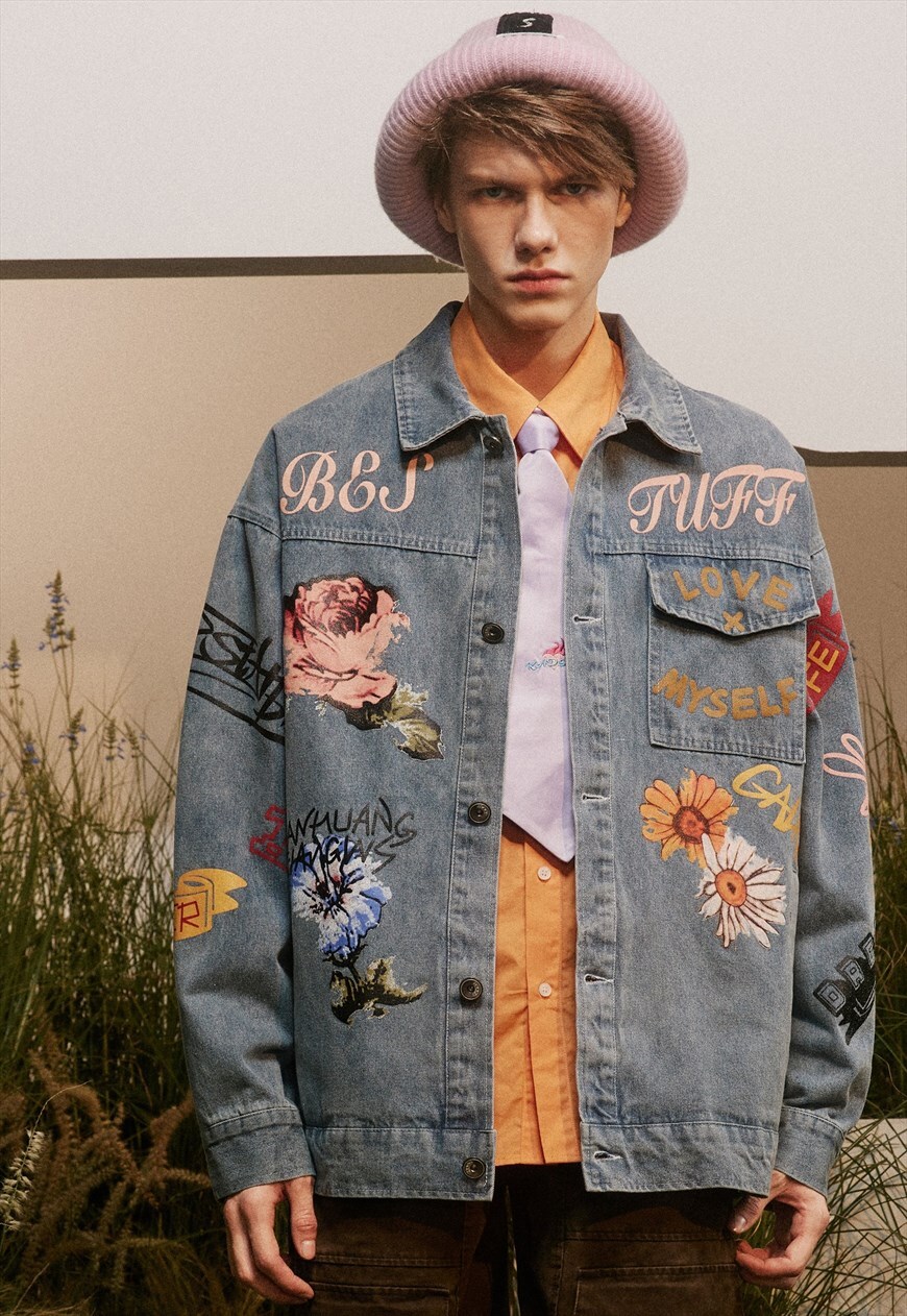 Men's embroidered hotsell denim jacket