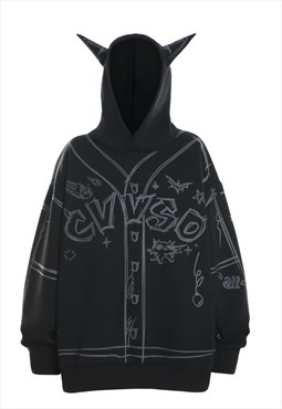 Paint scribble hoodie graffiti pullover punk jumper in black